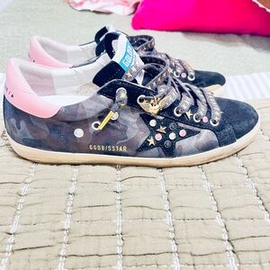 Golden Goose Black and Pink Camouflage Sneakers
